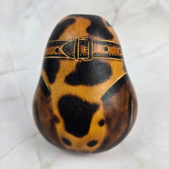 Handmade Folk Art Guard Dog Made From a Gourd Carved Burned Freestanding - Picture 6 of 11